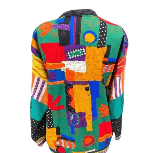 Vintage RARE Alfonso Pozo for Globetrotter Hand-Knit Art Cardigan – L/XL - Picture 2 of 4